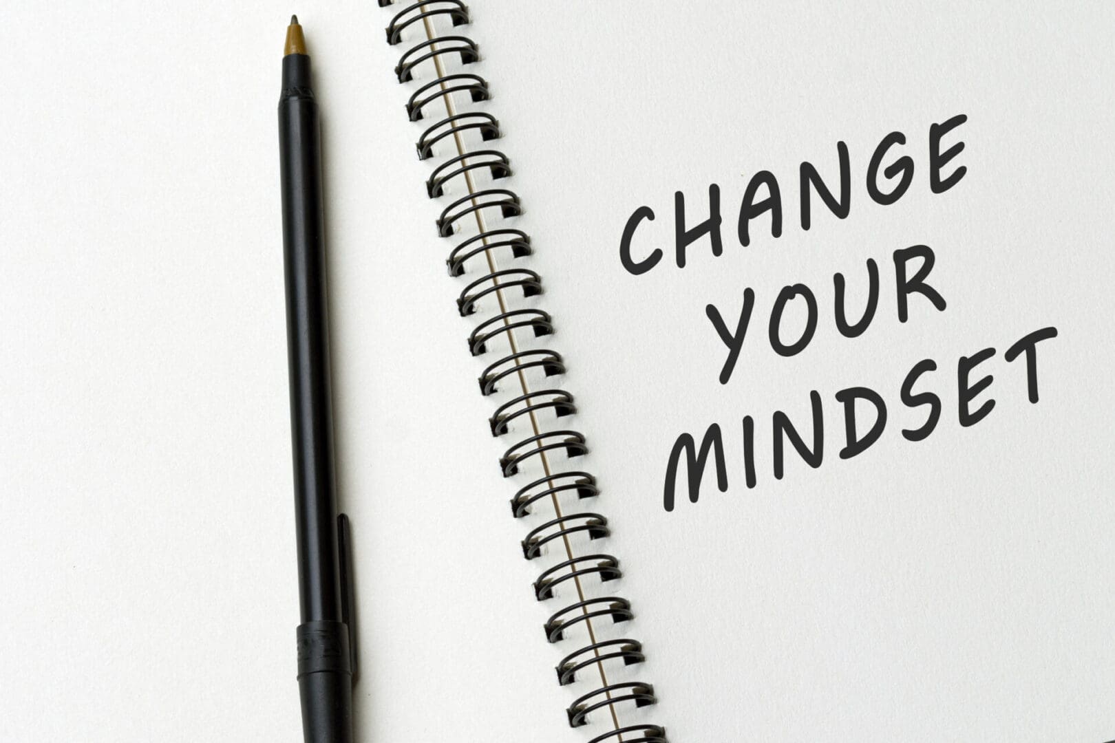 Motivational and inspirational quote on notepad - Change your mindset.